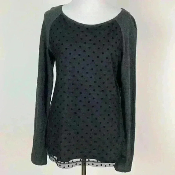 Ann Taylor loft top size S gray black lace overlay - Picture 7 of 8